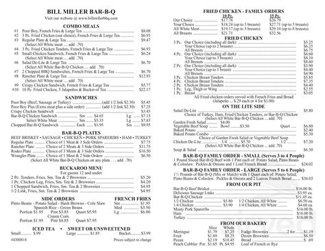 bill miller menu